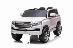 Kinder-Elektroauto Toyota Landcruiser 12V, WEISS, Kunstledersitz, 12V/7AH-Akku, Öffnende Türen, 2 x 35W-Motor, 2.4GHz-Fernbedienung, weiche EVA-Räder, Federung, Sanftanlauf, MP3-Player mit USB-/AUX-Eingang, lizenziert