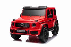 Elektro-Kinderauto Mercedes-Benz G63 AMG 4x4² Zweisitzer 12V, rot, MP3-Player mit USB/AUX-Eingang, 4x4-Antrieb, Batterie 12V14Ah, gefederte EVA-Räder, Kunstledersitze, Fernbedienung, Lizenziert
