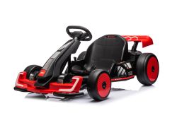 Lizenziertes Aufsitz-Driftkart AUDI 24 V, rot, LED-Beleuchtung, 2 x 150 W Motor, Driftmodus mit einer Geschwindigkeit von 12 km/h, 24 V Batterie, solide Stahlkonstruktion, verstellbarer Sitz, MP3-Player